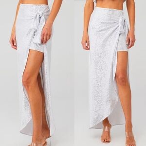Show Me Your Mumu Wrap Me Up Skirt Midi Skirt Silver Shimmer Size XS